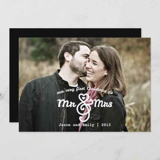 Premier Noël en tant que M. & Mme Carte photo de v (Devant / Derrière)