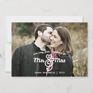 Premier Noël en tant que M. & Mme Carte photo de v