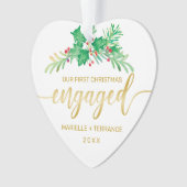 Premier Noël engagé Holly Gold Script photo (devant)