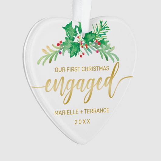 Premier Noël engagé Holly Gold Script photo (devant)