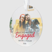 Premier Noël Engagé Photo Couple Ornament (devant)