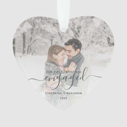 Premier Noël Engagé Photo Vert Script Coeur (devant)