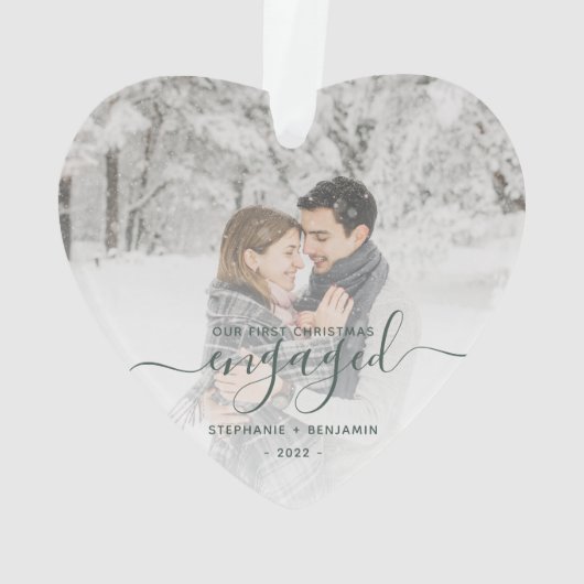 Premier Noël Engagé Photo Vert Script Coeur (dos)