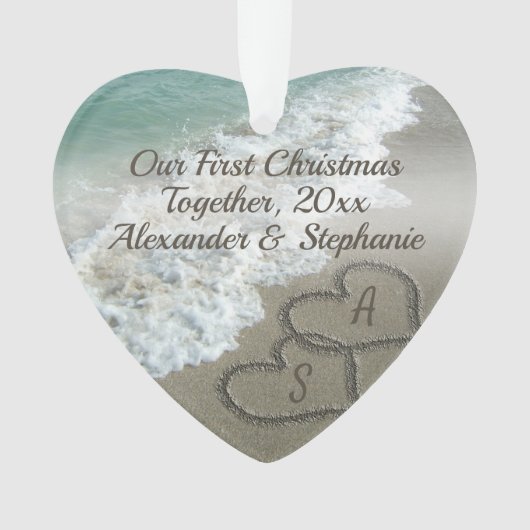 Premier Noël Ensemble Couple Hearts Beach Sable (devant)