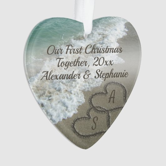 Premier Noël Ensemble Couple Hearts Beach Sable (devant)