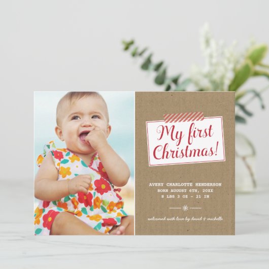 Premier Noël | Faire-part de naissance de vacances (Debout devant)