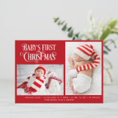 PREMIER NOËL faire-part de naissance Fête rouge (Debout devant)