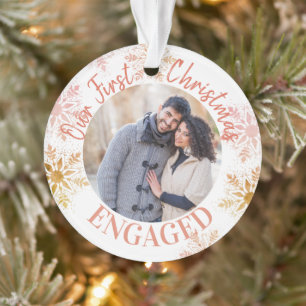 Premier Noël Fiancé Flocons de Neige Rose Doré