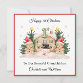 Premier Noël Gingbread Snowman Carte de Noël (Devant)