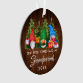 Premier Noël Grand-parents Gnomes Bois Arbres (devant)