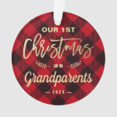 Premier Noël Grand-parents Gold Red Plaid Photo (devant)