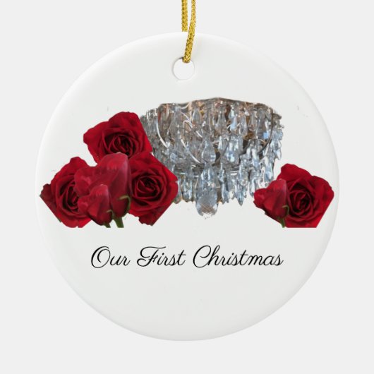 Premier Noël Lustre Rose Ornement (Devant)