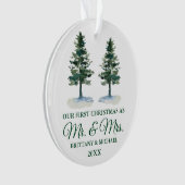 Premier Noël M. et Mme Aquarelle Deux pins (devant)