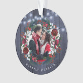 Premier Noël M. et Mme photo florale rustique (devant)