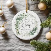 Premier Noël Marié Ornement en céramique, Wreath