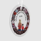 Premier Noël mère célibataire enfant PHOTO Ornemen (devant)