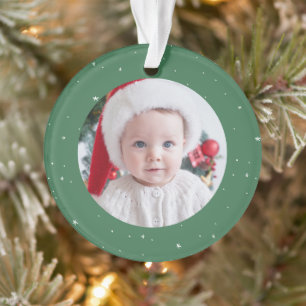 Premier Noël mignon bébé photo vert vacances