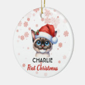 Premier Noël mignon chat Siamese bébé Ornement (Gauche)