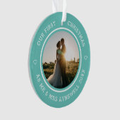 Premier Noël Mr & Mrs 2 Photo Moderne Turquoise (devant)