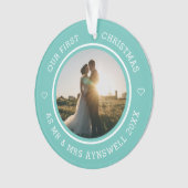 Premier Noël Mr & Mrs 2 Photo Moderne Turquoise (devant)