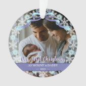 Premier Noël Nouveau bébé Parents Snowflakes Ribbo (devant)