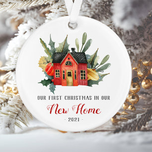 Premier Noël Nouvelle Maison Aquarelle Maison Roug
