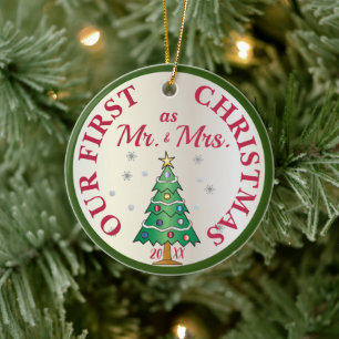 Premier Noël Ornement d'arbre de mariage