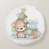 Premier Noël Personnalisé Coussin rond (Dos)