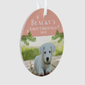 Premier Noël Pine Puppy Photo Ornement (devant)
