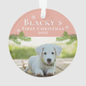 Premier Noël Pine Puppy Photo Ornement (dos)