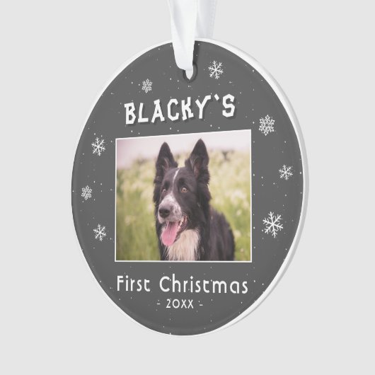 Premier Noël Puppy Grey Snowflakes Photo (devant)