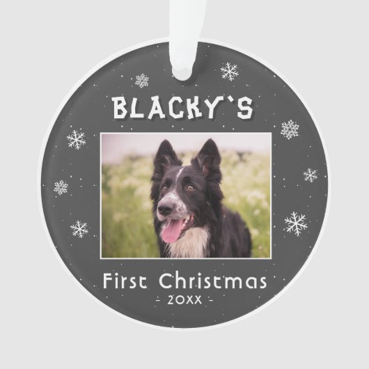 Premier Noël Puppy Grey Snowflakes Photo (devant)