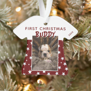 Premier Noël Red Star Motif Chien Chien Chien Chie