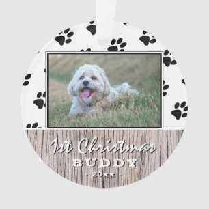 Premier Noël Rustique Chiot 2 Photo Motif Paw