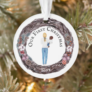 Premier Noël simple maman blonde bébé bébé PHOTO