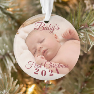 Premier ornement acrylique de Noël du bébé, Cercle