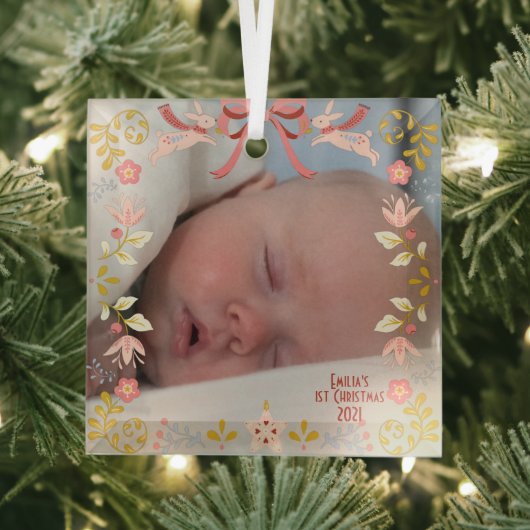 Premier ornement Carré en verre de Noël pour bébé (Insitu)