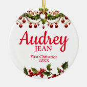 Premier ornement d'arbre de Noël du bébé (Devant)