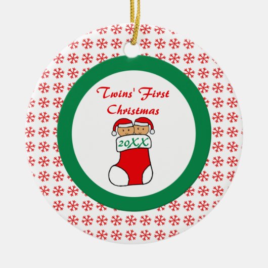 Premier ornement de bas de Noël de jumeaux (Devant)