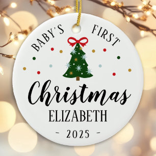 Premier ornement de Noël de bébé 2025 rouge et ver
