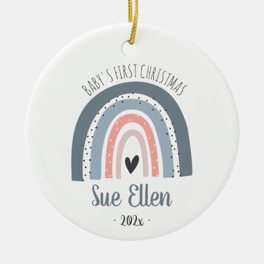 Premier ornement de Noël de bébé aquarelle arc-en- (Devant)