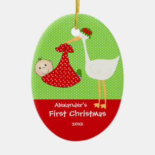 Premier ornement de Noël de bébé cigogne mignonne