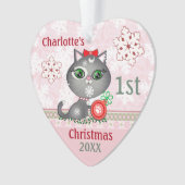 Premier ornement de Noël de chat fait sur commande (devant)