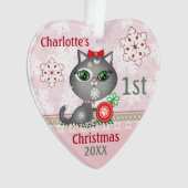 Premier ornement de Noël de chat fait sur commande (devant)
