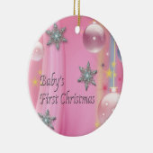 Premier ornement de Noël de la fille de bébé rose (Droite)