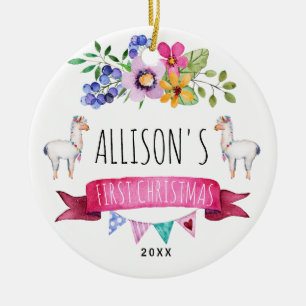 Premier ornement de Noël de lama lunatique mignon