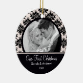 Premier ornement de Noël de photo blanche noire de (Droite)