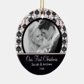Premier ornement de Noël de photo rose et noire de (Droite)