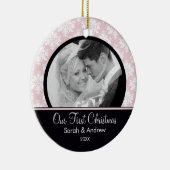 Premier ornement de Noël de photo rose et noire de (Droite)