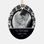 Premier ornement de Noël de photo rouge et blanche (Droite)